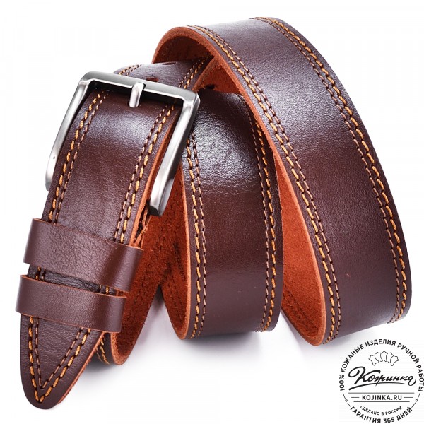 Кожаный ремень "Персиваль" (коньяк). фото 1